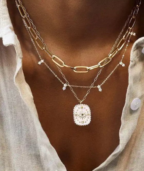 Double Side Amulet- Steel Necklace