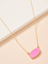 Short Druzy Stone Charm Necklace
