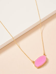  Short Druzy Stone Charm Necklace