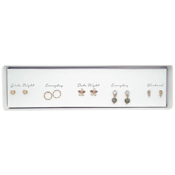 Multipack Stud Earrings Set with Gift Box