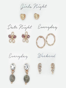  Multipack Stud Earrings Set with Gift Box