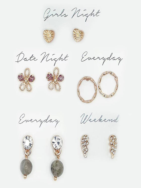 Multipack Stud Earrings Set with Gift Box