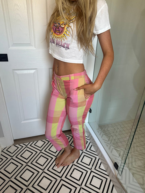 Y2K Early 2000s Pink Plaid Esprit Pants