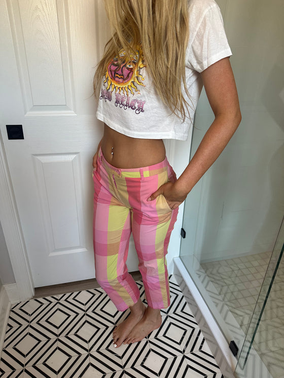 Y2K Early 2000s Pink Plaid Esprit Pants