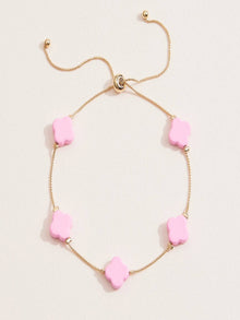  Four-Leaf Clover Charm Bracelet with Accents